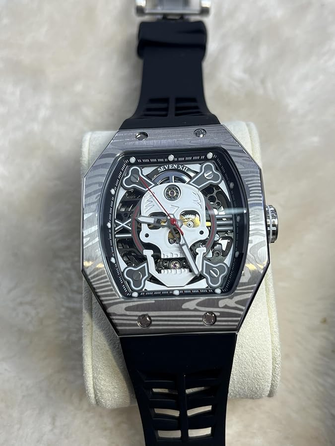 Amazon.co.jp: SEVEN XII 腕時計メンズ 機械式 骸骨時計 自動